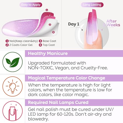 AIMEILI Chameleon Gel Nail Polish Hema Free Color Changing Nail Polish Gel U V Gel Polish Manicure Kit Set Of 6pcs X 10ml - Kit Set 66