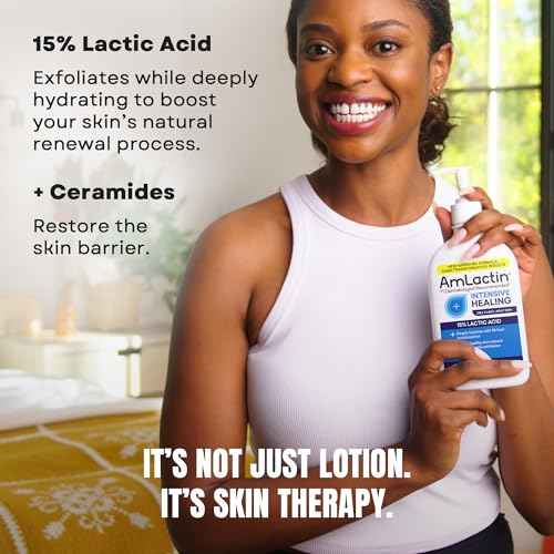 AmLactin Intensive Healing Body Lotion - Therapeutic Lotion for Extremely Dry Skin - No-Scrub Exfoliator and Moisturizer with 15% Lactic Acid AHA and Ceramides, 7.9 oz (Packaging May Vary)?