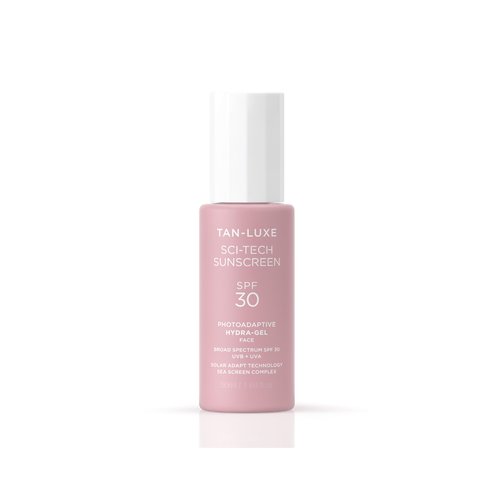 Tan-Luxe Sci-Tech Sunscreen SPF 50, Lightweight Photoadaptive Hydra-Gel Face Sunscreen, Clear, Non-Greasy, Broad Spectrum UVB & UVA Protection, Vegan & Fast-Drying, 1.69 fl. oz/50 ml Bottle