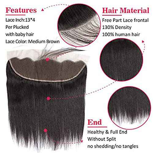 100% Unprocessed Brazilian Virgin Human Hair Ear to Ear Lace Frontal Remy Silky Straight Human Hair Lace Frontal (18 Inch 13x4 frontal)