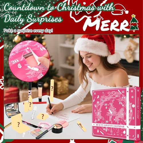 Makeup Advent Calendar 2025 for Women & Teen Girls, 24 Days Christmas Countdown Calendar Beauty Gift Set, 2025 Xmas Gift Surprise Box Calendar Full Makeup Kit
