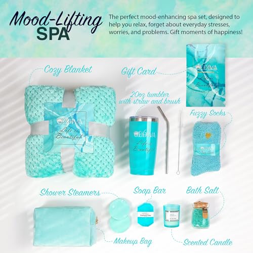 11 Pcs Spa Gift Basket for Women ? Luxury Bath Set with Shower Steamers, Water Tumbler, Fuzzy Socks & More ? Relaxing Pamper Kit for Birthday, Mother¡¯s Day & Self Care Gifts