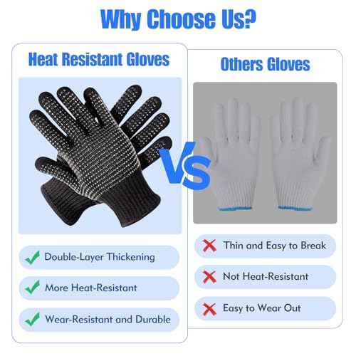 A pair of Black Heat Resistant Gloves, Ultra-High Temperature Tolerance, Non-Slip Design Heat Glove, Breathable & Comfortable Heat Gloves for Hair Styling
