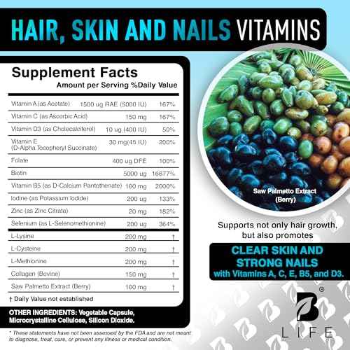 Men¡¯s Hair Growth Supplement ? Biotin & Collagen Hair Vitamins for Men ? Thicker, Fuller Hair, Nail & Scalp Support ? Hair Loss Supplement with Zinc, Selenium & Vitamins A C D E ? 60 Capsules