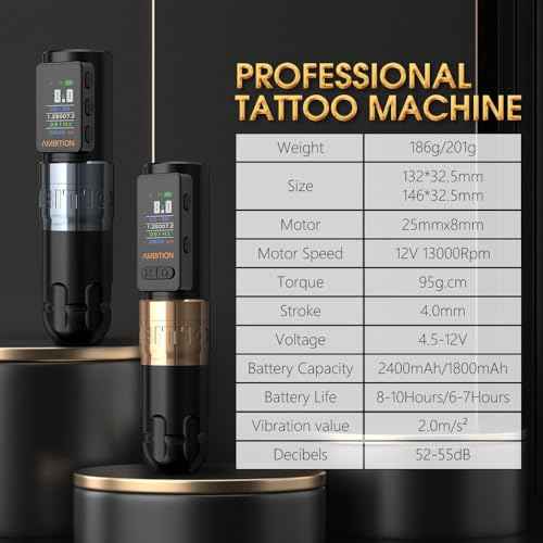 Ambition Soldier Max Tattoo Machine Rotary Tattoo Gun with 2400mAh Battery Billing Function Frequency Mode Stabilizing System Supply for Professional Tattoo Artists