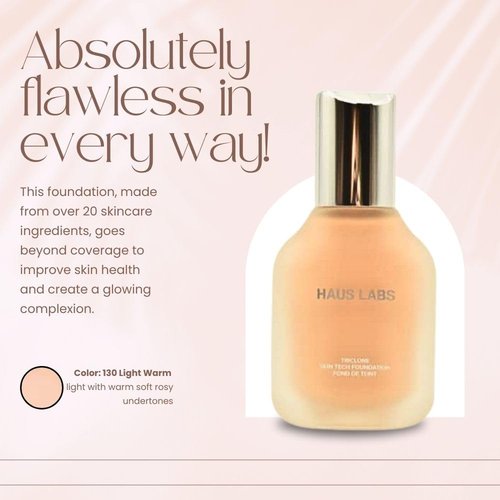 HAUS LABS BY LADY GAGA Triclone Skin Tech Medium Coverage Foundation with Fermented Arnica 130 Light Warm