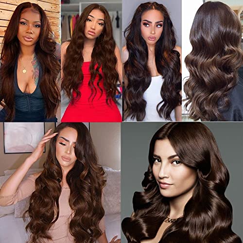 Chocolate Brown Human Hair Bundles Body Wave 26 28 30 Inch Color 4 Bundles Human Hair 3 Bundle Dark Brown 300g Total Unprocessed Brazilian Virgin Soft Sewn In Extension for Black Women
