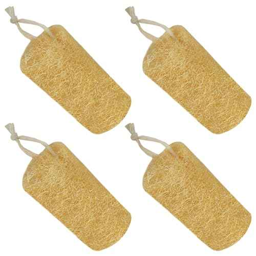 Natural Loofah Sponge (4 Packs), 6¡° Natural Loofah Exfoliating Body Scrubber Egyptian Loofa Eco 100% All Natural luffa Cleaning for Men Women Deep Clean Skin