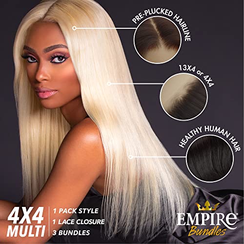 Sensationnel Empire bundles multi - straight with 4x4 closure 10a tangle shed free human hair for weaving and sew in styles (14 16 18 Inch, NATURAL)