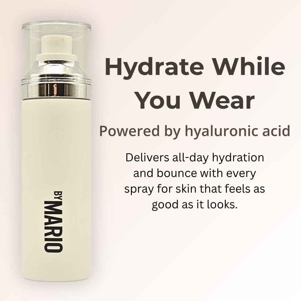 MAKEUP BY MARIO SurrealSkin 16HR Soft Setting Spray, Alcohol-Free, Hydrating Mist for Natural, Long-Lasting Makeup, with Hyaluronic Acid & Vitamin C, 3.38oz