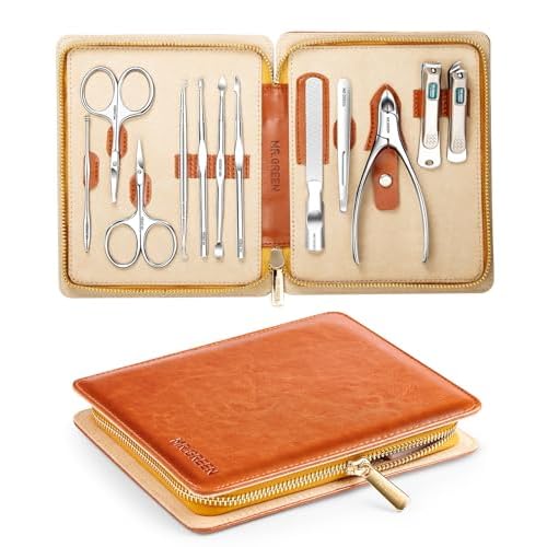 Manicure Set, Pedicure Sets, Nail Clipper Sets, Stainless Steel Professional Nail Cutter Kits with Travel Case (12 Count)