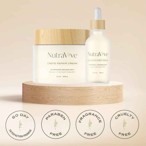 Skin Revival Bundle: Crepe Repair Cream (8.1 Oz) & Anti-Aging Night Serum (1.7 Fl Oz) – Diminish Crepey Skin, Fine Lines & Wrinkles with Powerful Collagen Boosting Formula