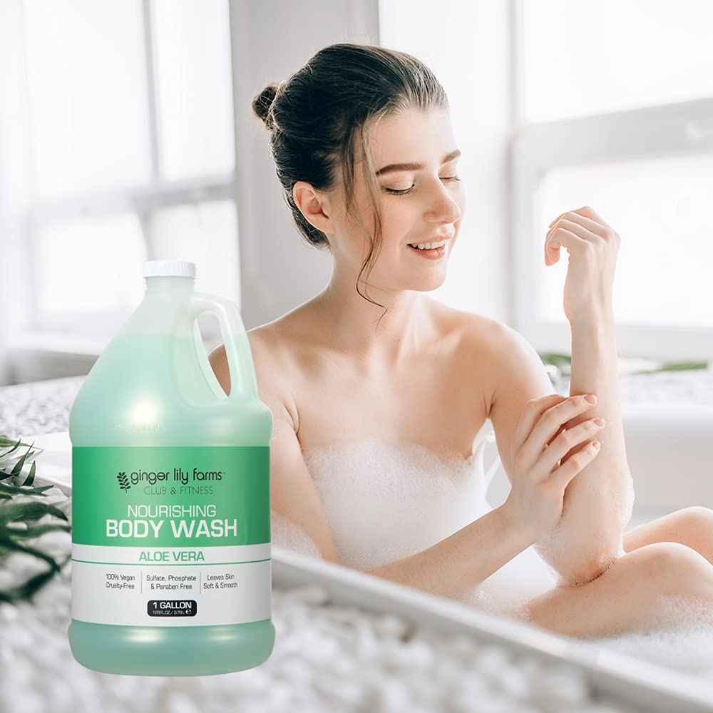 Ginger Lily Farms Club & Fitness Nourishing Body Wash, 100% Vegan & Cruelty-Free, Aloe Vera Scent, 128 Fl Oz (Pack of 4)