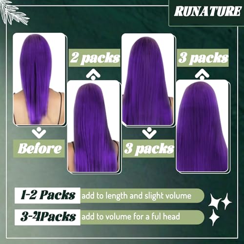 RUNATURE Nano Hair Extensions Real Human Hair Purple Nano Bead Hair Extensions 20 Inch Long Hair Cold Fusion Hair Extension No Glue Remy Natural Hair 50g 50s