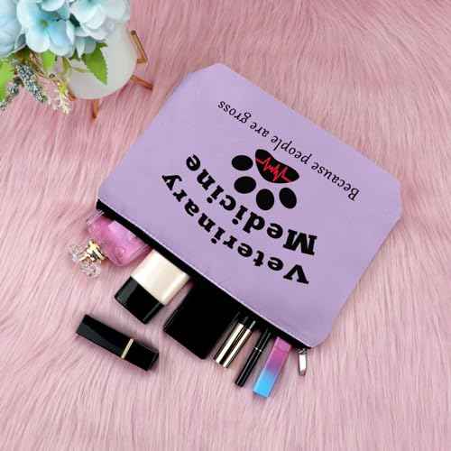 Veterinarian Gift for Vet Women Makeup Bags Vet Student Gift Veterinary Technician Gift Cosmetic Bag Appreciation Gift for Veterinary Medicine Birthday Retirement Gift Travel Cosmetic Pouch£¨Purple£©