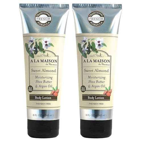 A LA MAISON Moisturizing Lotion, Sweet Almond - Uses: Hand and Body, Argan Oil, Pure Shea Butter, Essential Oils, Plant Based, Cruelty-Free, SLS and Paraben Free (8 Oz, 2 Pack)