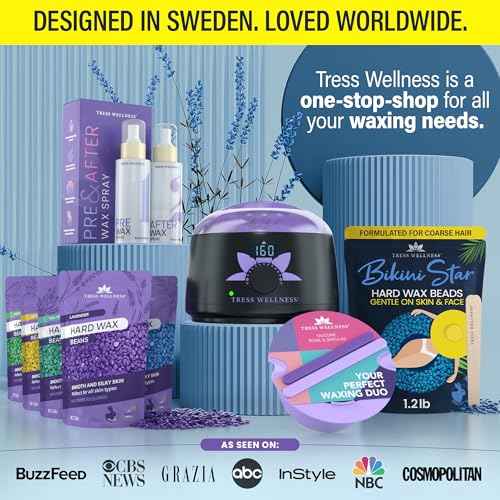 Tress Wellness Wax Beads for Sensitive Skin - Safe for Face & Skin - Dermatologically Tested - At-Home Kit for Face, Bikini, Brazilian & Full Body - Bikini Star 1.2lb