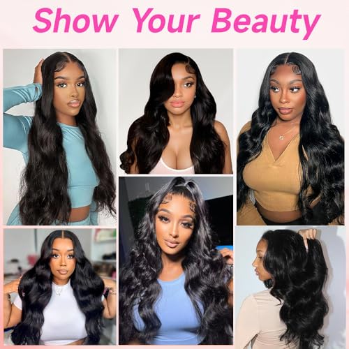 13x6 Lace Front Wigs Human Hair 200% Density Body Wave 13x6 HD Lace Frontal Wigs Brazilian Virgin Human Hair Wig Pre Plucked Invisilbe Hairline 3x Longer Lifespan 24 Inch