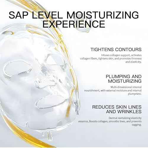 10 Pack Collagen Hydrating Face Masks, 24K Gold Face Sheet Mask, Astaxanthin Facial Mask, Blue Copper Collagen Skin Care Premium Facial Sheet Patch for Moisturizing, Best choice for Christmas Gifts