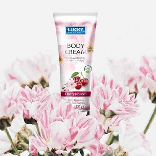 Lucky Super Soft Body Cream, Cherry Blossom, Deep Moisturizing to Soothe & Soften Skin, 6 oz, 3 Pack