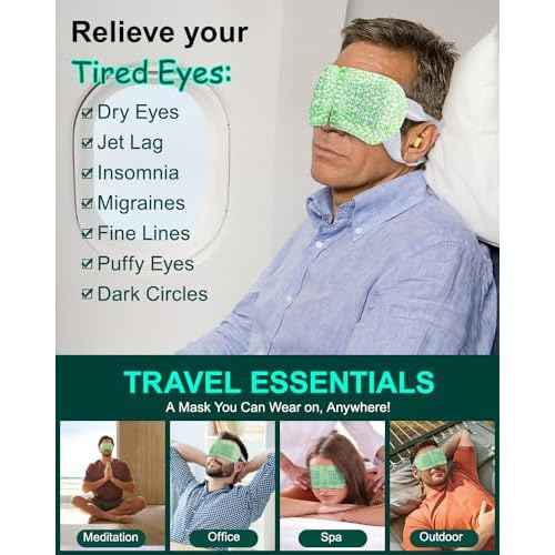 16 Packs Steam Eye Masks for Dry Eyes, Self Heating Warm Compress for Eyes Fatigue & Puffiness Relief, Disposable Heated Eye Mask Travel Essentials, Spa Relaxation Set for Women Christmas, Unscented