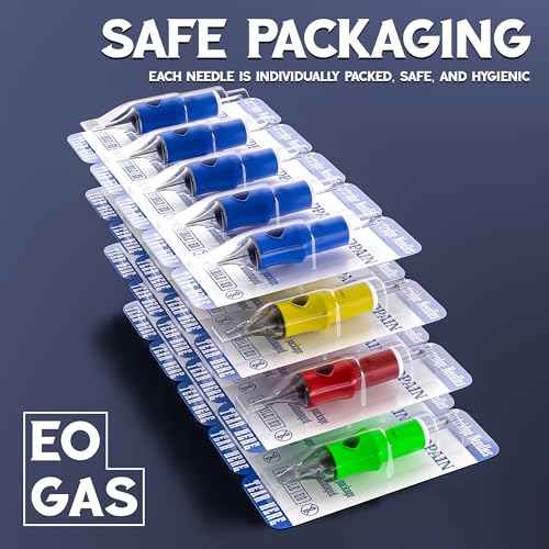 50Pcs Tattoo Cartridge Needles #10 Bugpin Mixed Size Round Liner Shader Mugnum - 3RL/5RL/7RL/9RL/3RS/5RS/5RM/9RML/5M1/9M1 Pro Disposable Cartridges for Tattoo Machines, Beginners & Artists