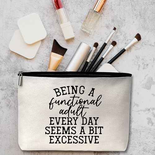 AWSICE Encouraging Makeup Bag, Being A Functional Adult Excessive Gifts for Women Friendship Gift For Women Sister Girls Teens Friend-B20