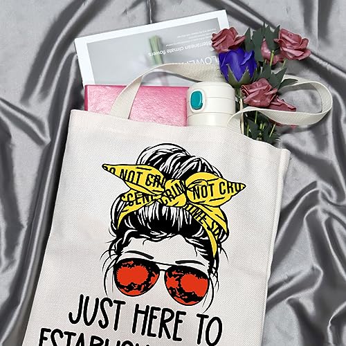 GJTIM True Crime Gift Seriel Killer Gift Just Here to Establish and Alibi Makeup Bag for Crime Show Fan(Alibi Tote)