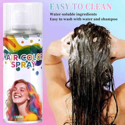 2 Pack Temporary Hair Color Spray for Girls Women,Washable Hair Dye Spray Non-Sticky Halloween Cosplay Party Crazy Hair Day Hair Coloring Wax (Fiery Red&Purple)