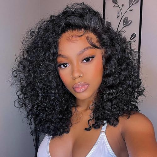 16 Inch Curly Lace Front Wigs Human Hair 13x6 Deep Wave Lace Front Wigs Human Hair Curly Wig 13x6 Lace Front Wigs Virgin Remy Human Hair Wig for Women Deep Wave 13x6 Frontal Wig