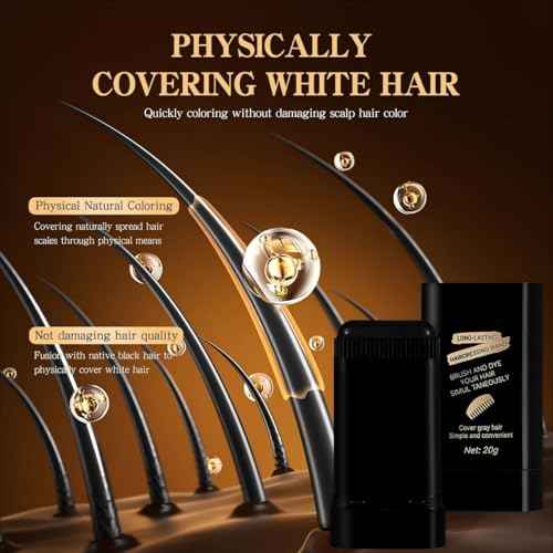 2-in-1 Hair Color Stick & Comb, Long-Lasting Waterproof Color,Sweat-Proof, Quick Root Touch-Up, Coloring Tool ? For Women & Men (2-Pack-BROWNISH BLACK)