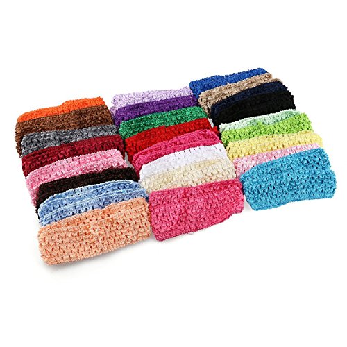 Girl Baby Headbands Elastic Crochet Hair Bands Hair Accessories Elastics Ties Shaper Head wrap Set Pack of 50 Pcs in 25 colors (Band: 1.6"¡¿5.5", 25 colors, 2 pcs per color)