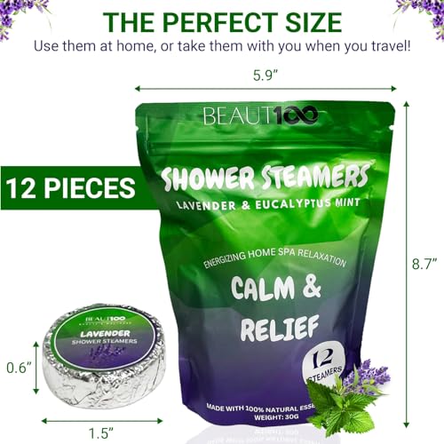 Shower Streamers Aromatherapy 12 Pcs, Lavender Bath Bombs with Essential Oils, Shower Bombs Aromatherapy Stress Relief Gifts - Birthday & Christmas Gifts for Men, Women - Eucalyptus Shower Streamer.