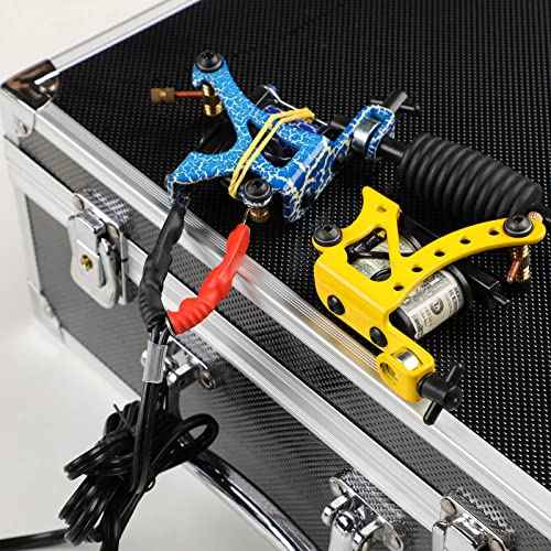 Solong Tattoo Complete Tattoo Kit 4 Pro Machine Guns 54 Inks Power Supply Foot Pedal Needles Grips Tips Carry Case TK453-US