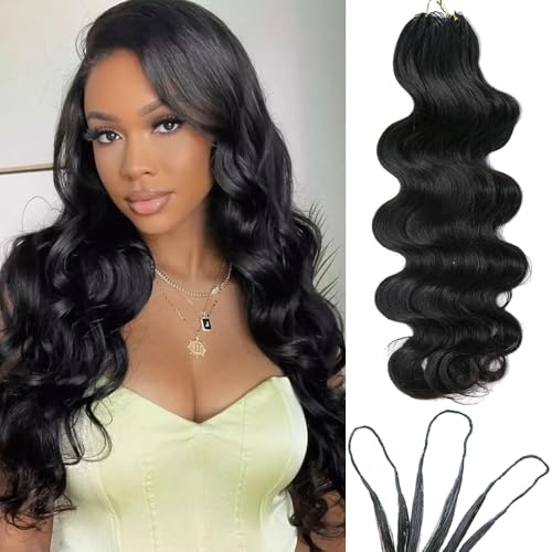 Body Wave Crochet Human Hair Knotless Pre-Separated Braid Virgin Human Hair With String Pre-Looped Reusable Feather Crochet Hair Extensions 20Inch 60g 50Strands