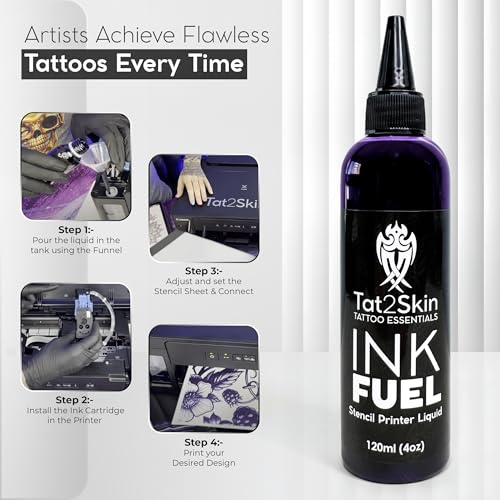 INKFUEL Stencil Printer Ink Refill, Compatible for Stencil Printers, Mess-Free Refilling, High-Definition Stencil Designs, Gentle on All Skin Types (120ml (4oz), Violet)