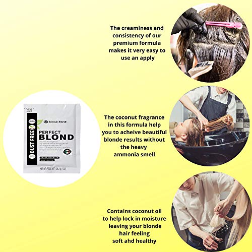 Perfect Blonde Toner Hair Dye Bleach Powder Lightener for Dark Hair Extra Strength Professional Formula (3 Packs of 1 Oz) ? Made in Italy by Blond Forte (Blue Powder Lightener)