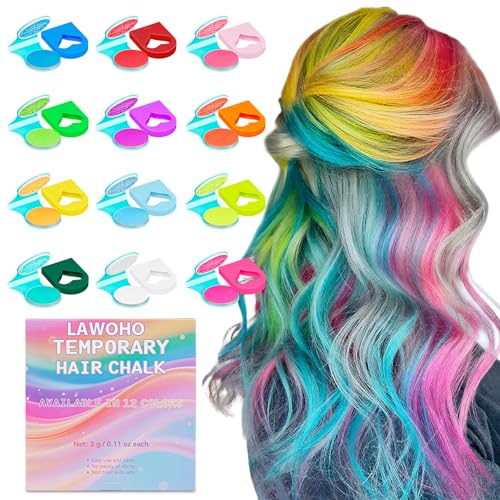 Temporary Hair Chalk for Girls 12 Color,Glow in UV Light Neon Hair Chalk Washable Blacklight Reactive Hair Dye Color UV Makeup for Halloween Cosplay,Christmas Birthday Gift for Girl Age 5-12 Years Old