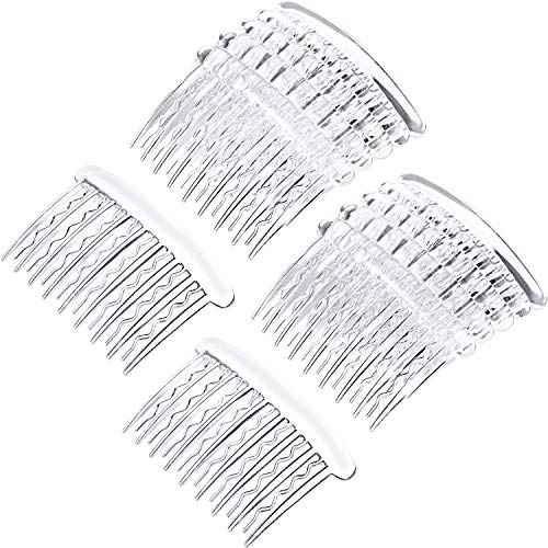 Gejoy 12 Pieces Plastic Teeth Hair Combs Tortoise Side Comb Hair Accessories(Transparent)