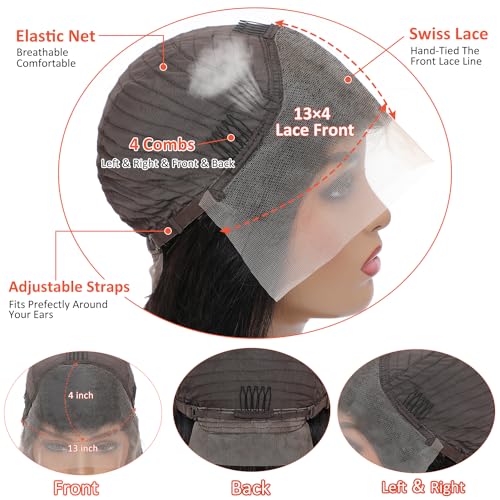 Deep Wave Lace Front Wigs Human Hair 13x4 HD Lace Frontal Wigs for Black Women 200 Density Glueless Wigs Pre Plucked with Baby Hair 22 Inch