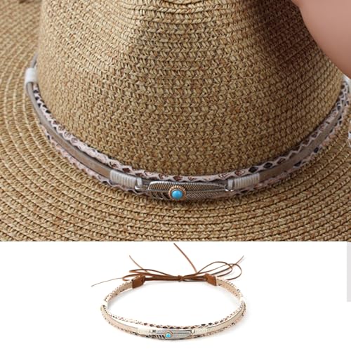Cowboy Hat Bands,Handmade Western Turquoise Hats Band Cowgirl Feather Western Hat Band for Women and Man