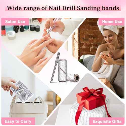 180 Grit Mini Sanding Bands for Nail Drill, 200 Pcs Small Sanding Bands for Nail with 2 Pcs Mandrel Bits, 3.1 MM Nail Sanding Bands for Acrylic Nails Gel Removing Shaping, Manicures and Pedicure