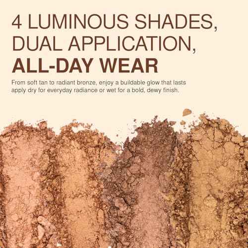 Palladio Baked Bronzer, Highly Pigmented and Easy to Blend, Shimmery Bronzed Glow, Use Dry or Wet, Lasts all day long, Provides Rich Tanning Color Finish, Powder Compact, Illuminating Tan