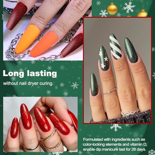 Lavender Violets Dip Powder Nail Kit, Large Capacity Set - 6 Colors Yellow Pumpkin Orange Red Green Dipping Powder for Halloween Christmas Nail Art Manicure J222