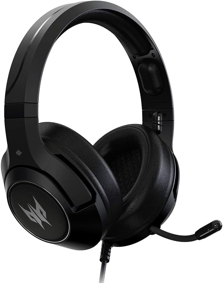 Acer Nitro Gaming Headset II: 50mm Drivers | Retractable Omni-Directional Noise-Canceling Microphone with On-Cable Controls | Over-Ear Design with RGB Lights, (Pack of 1)