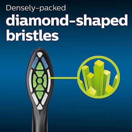 Philips Sonicare W DiamondClean - Genuine Replacement Electric Toothbrush Heads, Black, 2 Pack, HX6062/95