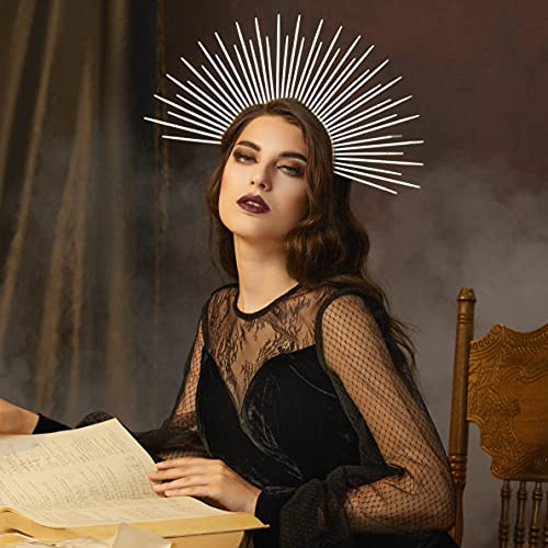Fantherin Women's Goddess Halo Crown Headband - Zip Tie Spiked Angel Headpiece Headdress for Cosplay Halloween Costume Party