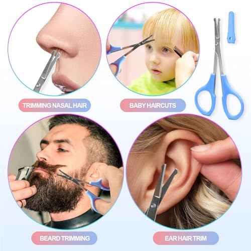 2 Pcs Eyebrow Scissors for Women£¬ Small Scissors Beauty for Facial Hair, Beard, Ear, Nose, Moustache£¬ Stainless Steel