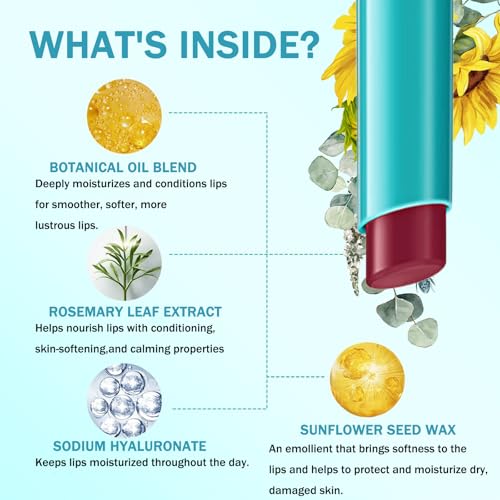 4pcs Lip Tint Hydrating, Moisturizing Lip Oil Balm, Long Lasting Waterproof Lip Gloss Non-Stick Cup Lipstick Set, Natural Ingredients Strong Moisturizing Lipstick
