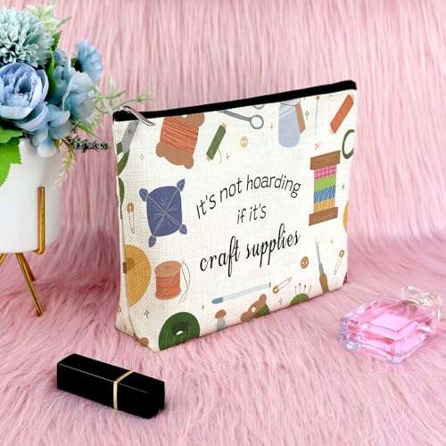 Crafting Lover Gift Crafter Gift for Women Makeup Bag Sewing Lover Gift Crocheting Lover Gift for Her Mom Knitter Gift for Friend Cosmetic Bag Christmas Birthday Crochet Gift for Crocheters Travel Bag
